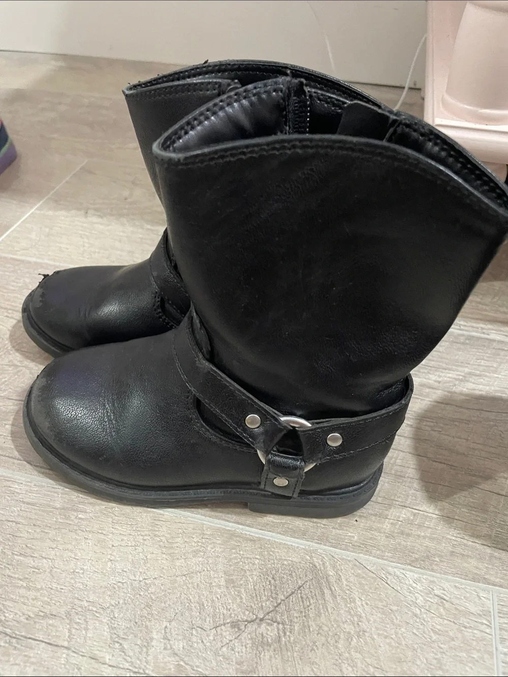 Cat & Jack Black Kids Ankle Boots with Strap